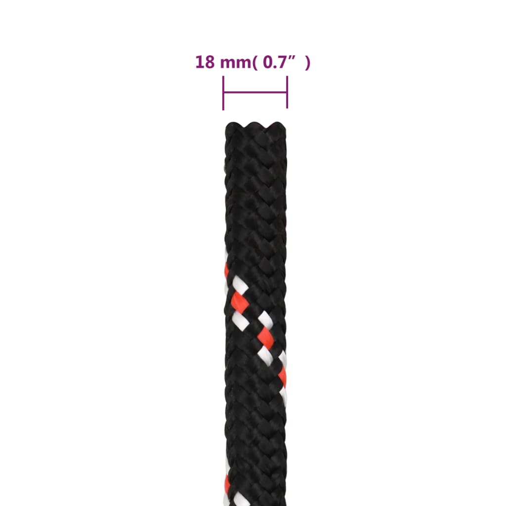 vidaXL fekete polipropilén hajókötél 18 mm 100 m