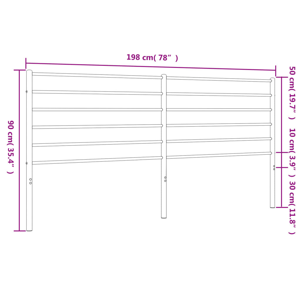 vidaXL fehér fém fejtámla 193 cm