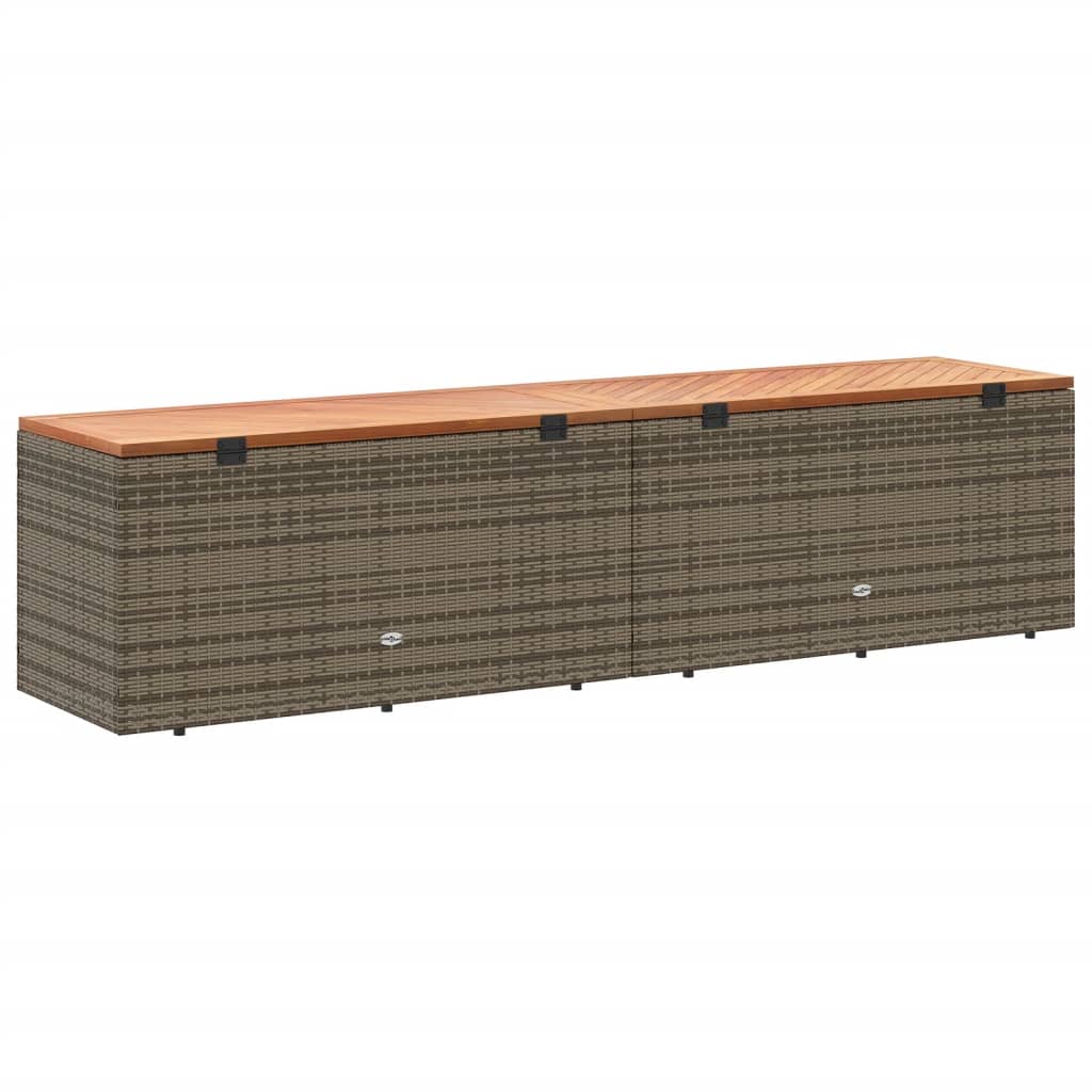 vidaXL szürke polyrattan és akácfa kerti tárolóláda 220 x 50 x 54 cm