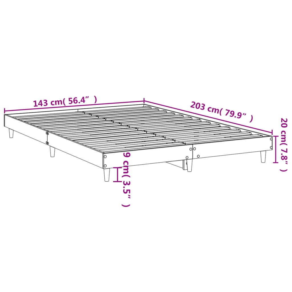 vidaXL sonoma tölgy színű szerelt fa ágykeret matrac nélkül 140x200 cm