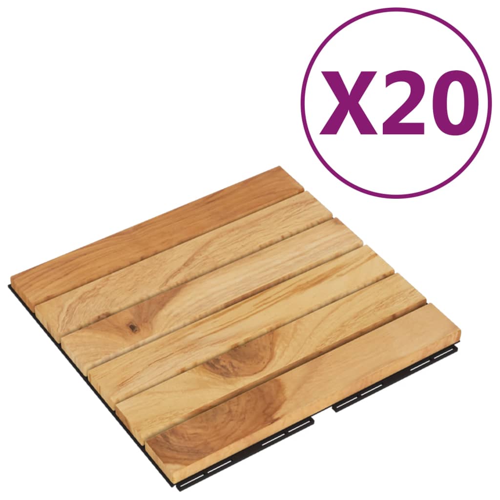 vidaXL 20 db tömör tíkfa függőleges mintás padlólap 30 x 30 cm