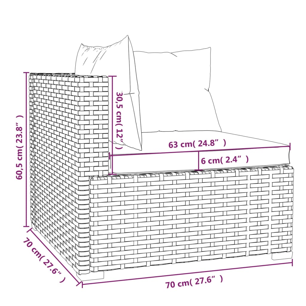 vidaXL 11 részes szürke polyrattan kerti ülőgarnitúra párnákkal