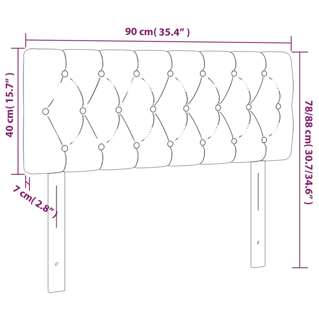 vidaXL sötétszürke bársony fejtámla 90x7x78/88 cm