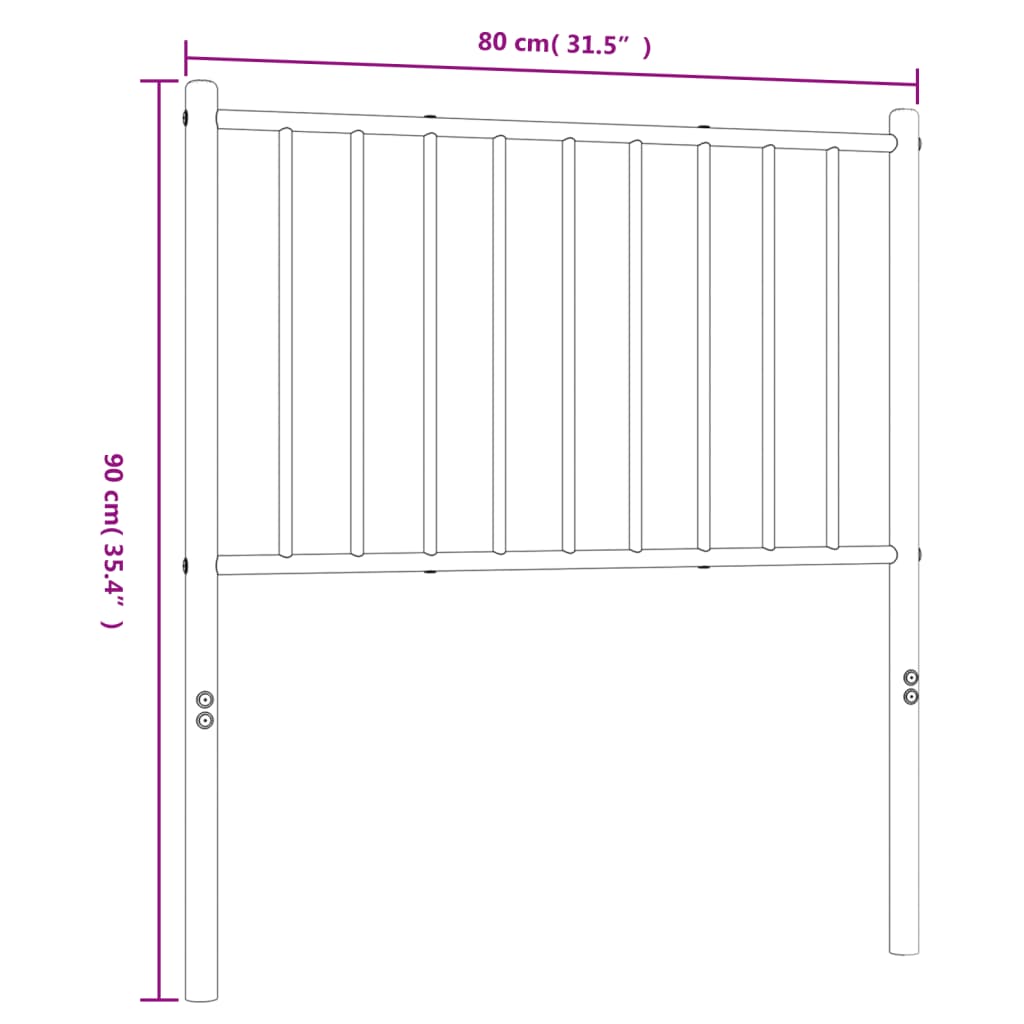 vidaXL fekete fém fejtámla 75 cm