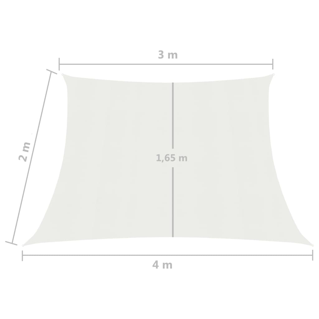 vidaXL fehér HDPE napvitorla 160 g/m² 3/4 x 2