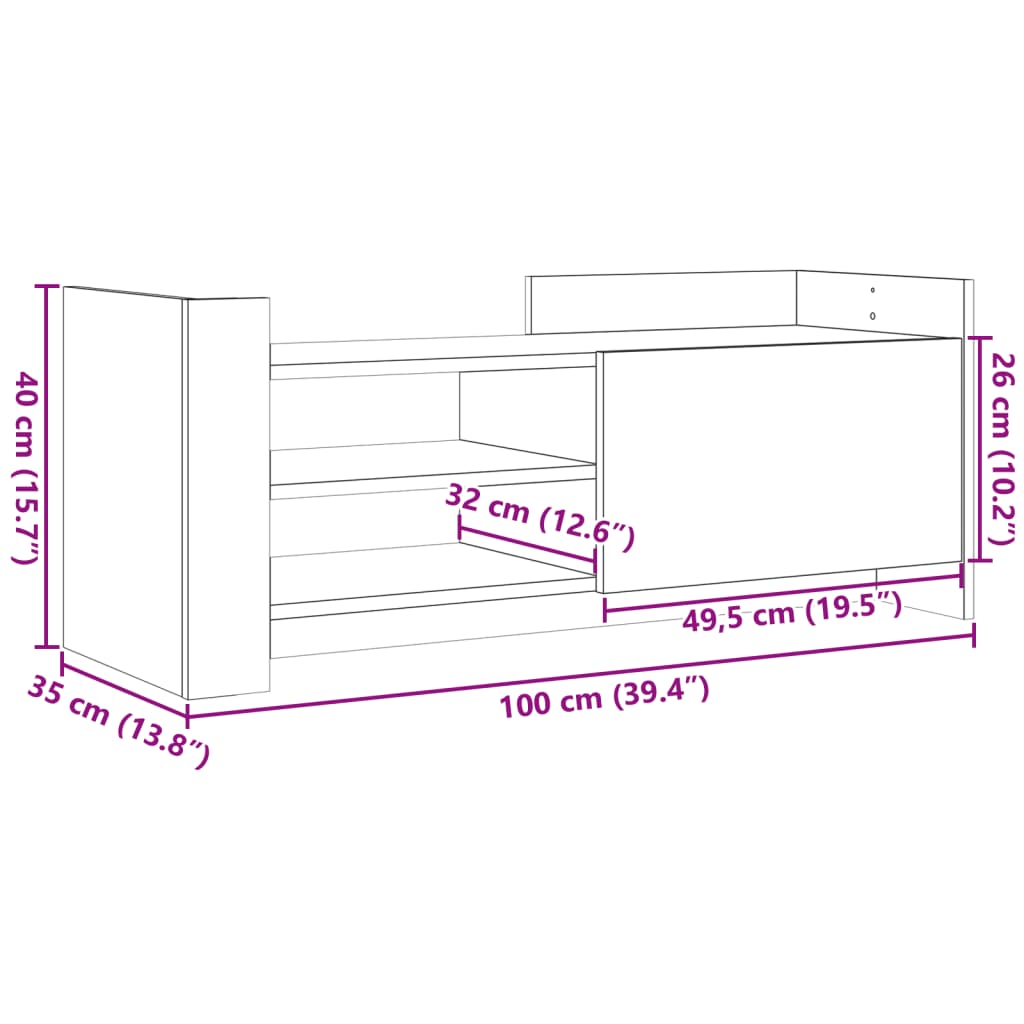 vidaXL barna tölgyszínű szerelt fa TV-szekrény 100 x 35 x 40 cm