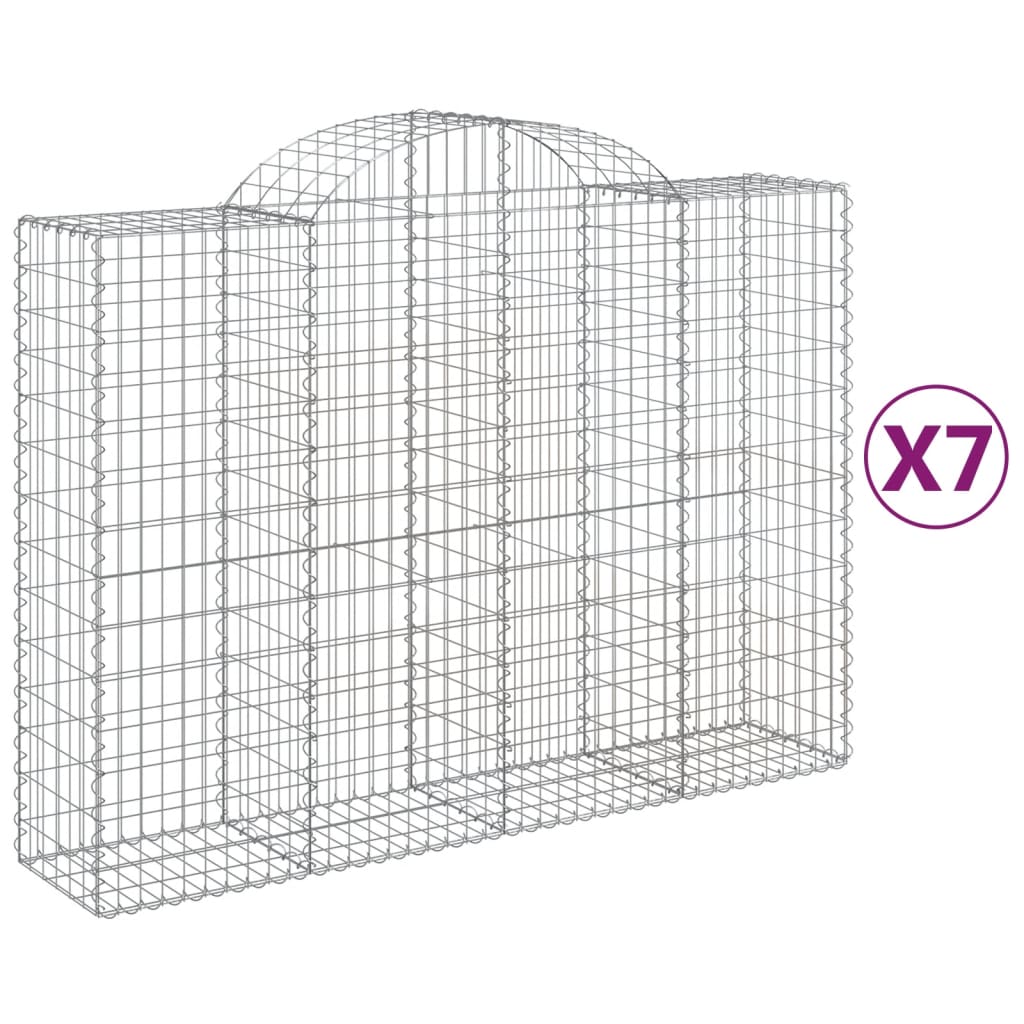 vidaXL 7 db íves horganyzott vas gabion kosár 200x50x140/160 cm