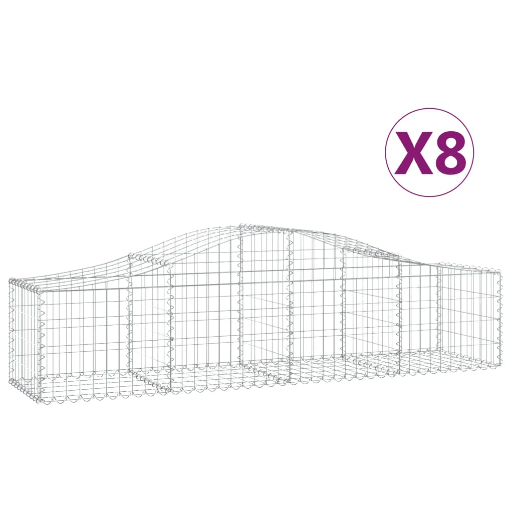 vidaXL 8 db íves horganyzott vas gabion kosár 200x50x40/60 cm