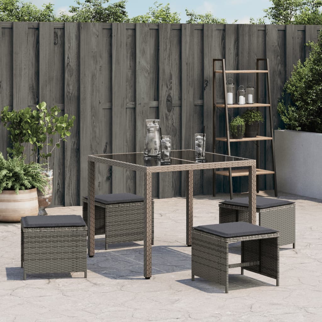 vidaXL 4 db szürke polyrattan kerti szék párnával 40 x 40 x 35 cm