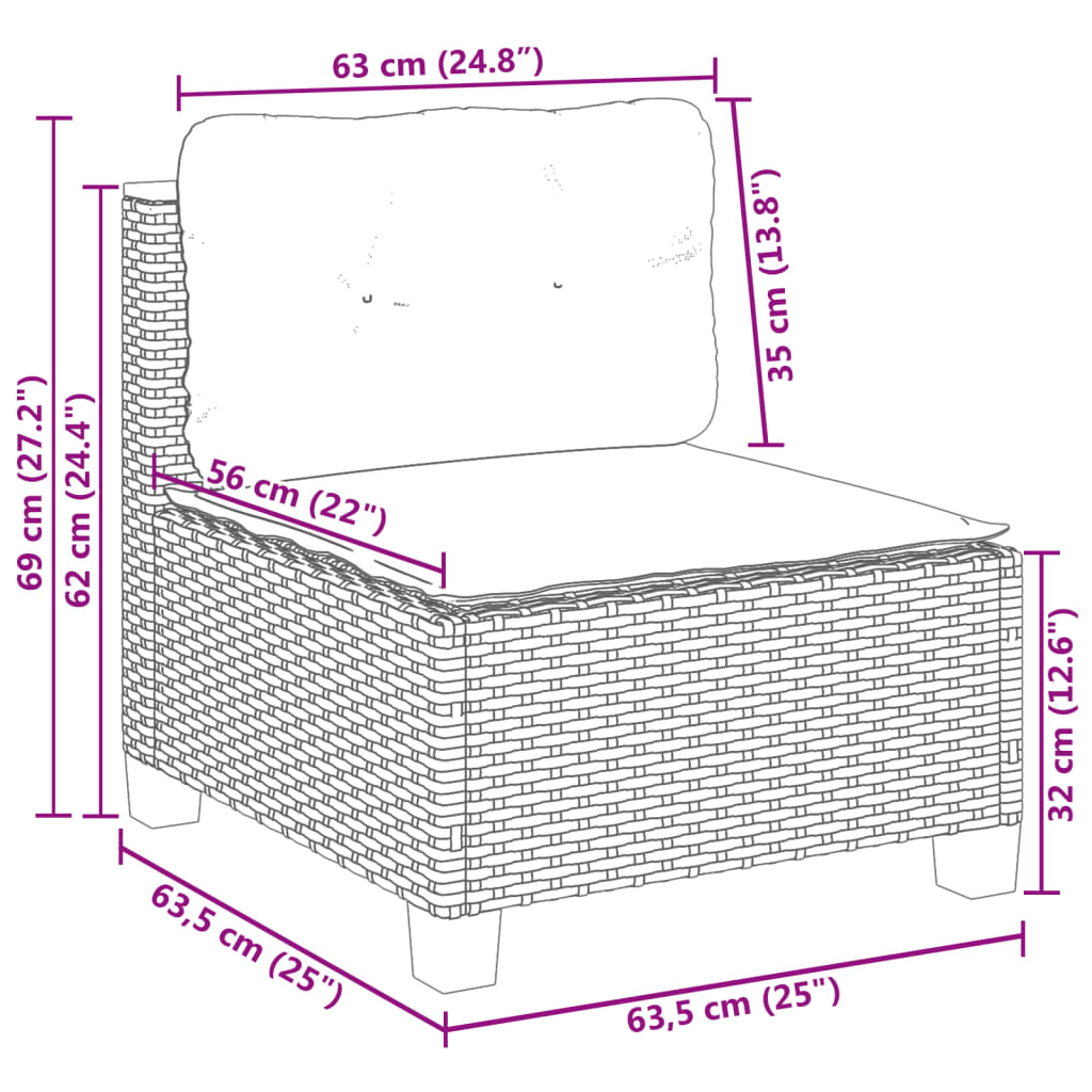 vidaXL 9 részes szürke polyrattan kerti ülőgarnitúra párnákkal