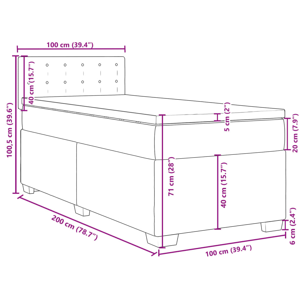 vidaXL cappuccino színű műbőr rugós ágy matraccal 100 x 200 cm