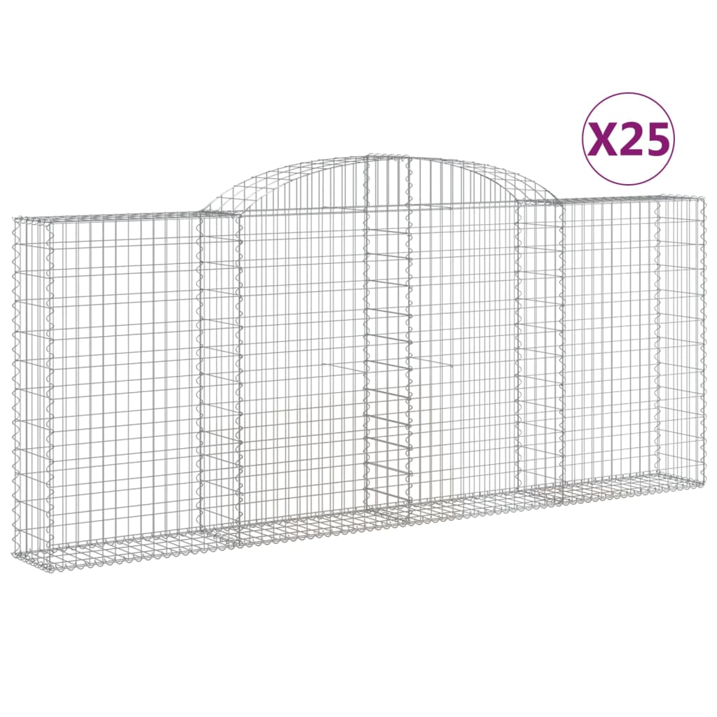 vidaXL 25 db íves horganyzott vas gabion kosár 300x30x120/140 cm