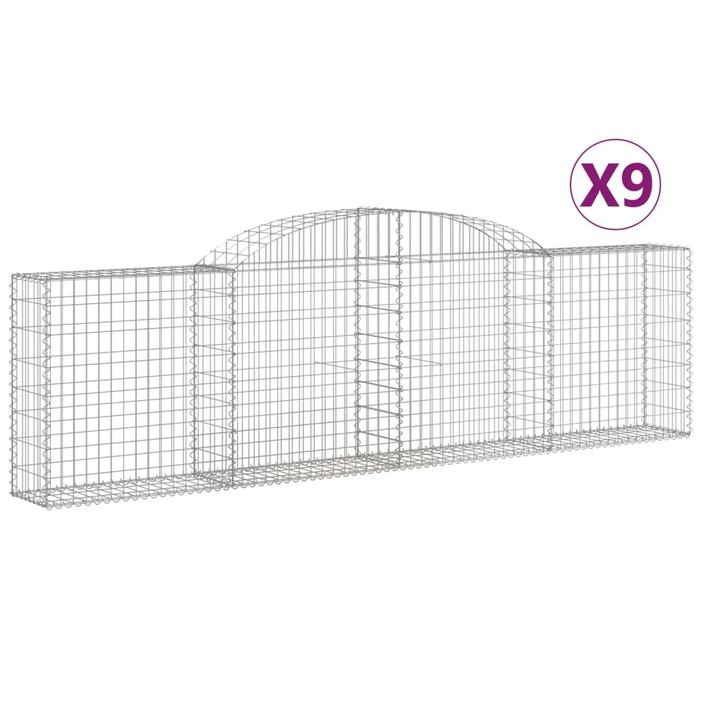 vidaXL 9 db íves horganyzott vas gabion kosár 300x30x80/100 cm