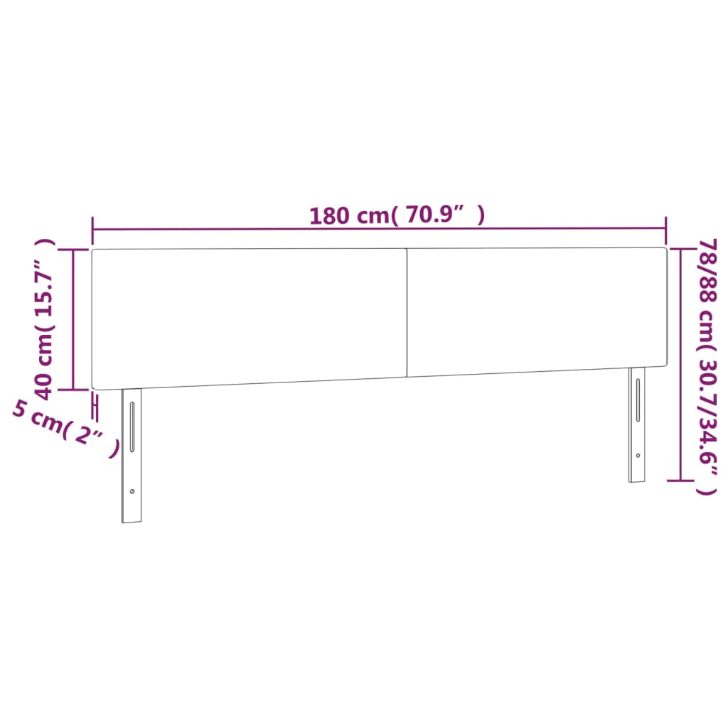 vidaXL világosszürke bársony LED-es fejtámla 180x5x78/88 cm