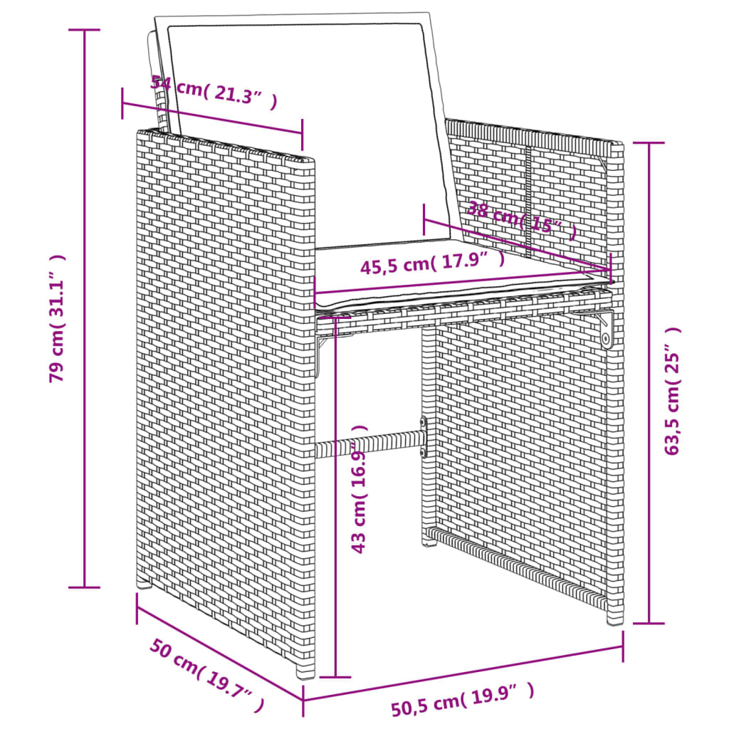 vidaXL 11 részes szürke polyrattan kerti ülőgarnitúra párnákkal