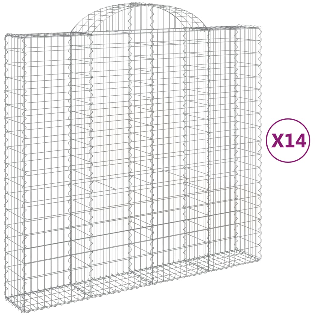 vidaXL 14 db íves horganyzott vas gabion kosár 200x50x180/200 cm