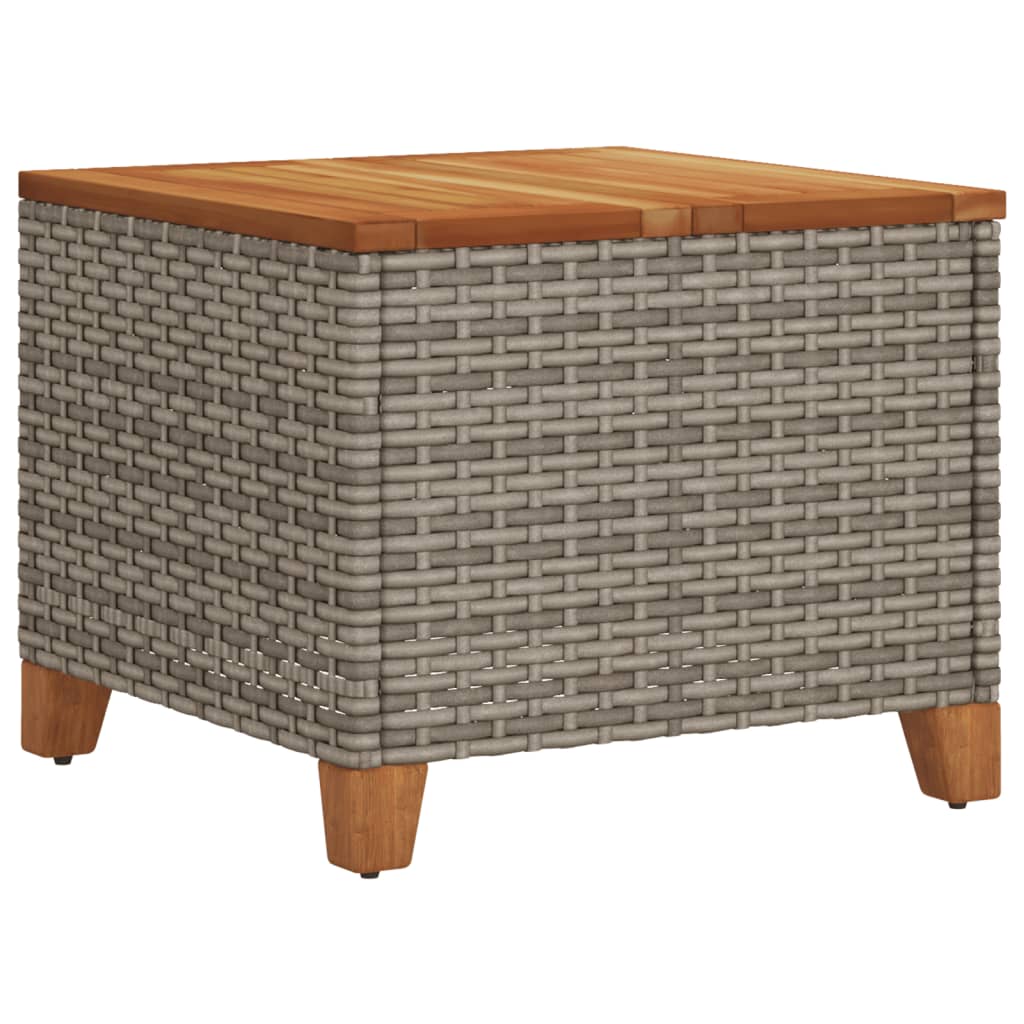 vidaXL szürke polyrattan és akácfa kerti asztal 45 x 45 x 37 cm