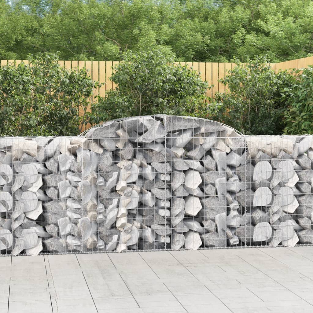 vidaXL 2 db íves horganyzott vas gabion kosár 300 x 50 x 100/120 cm