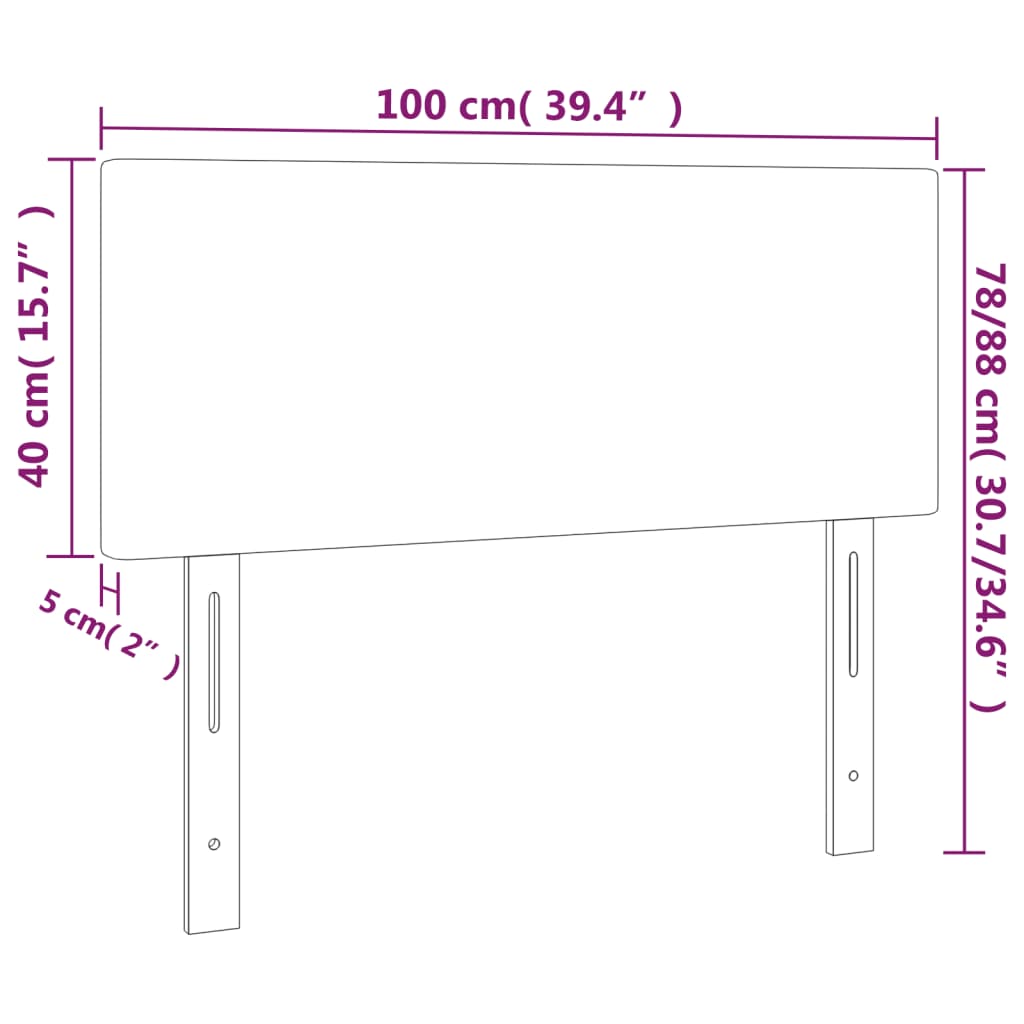 vidaXL sötétszürke bársony fejtámla 100 x 5 x 78/88 cm