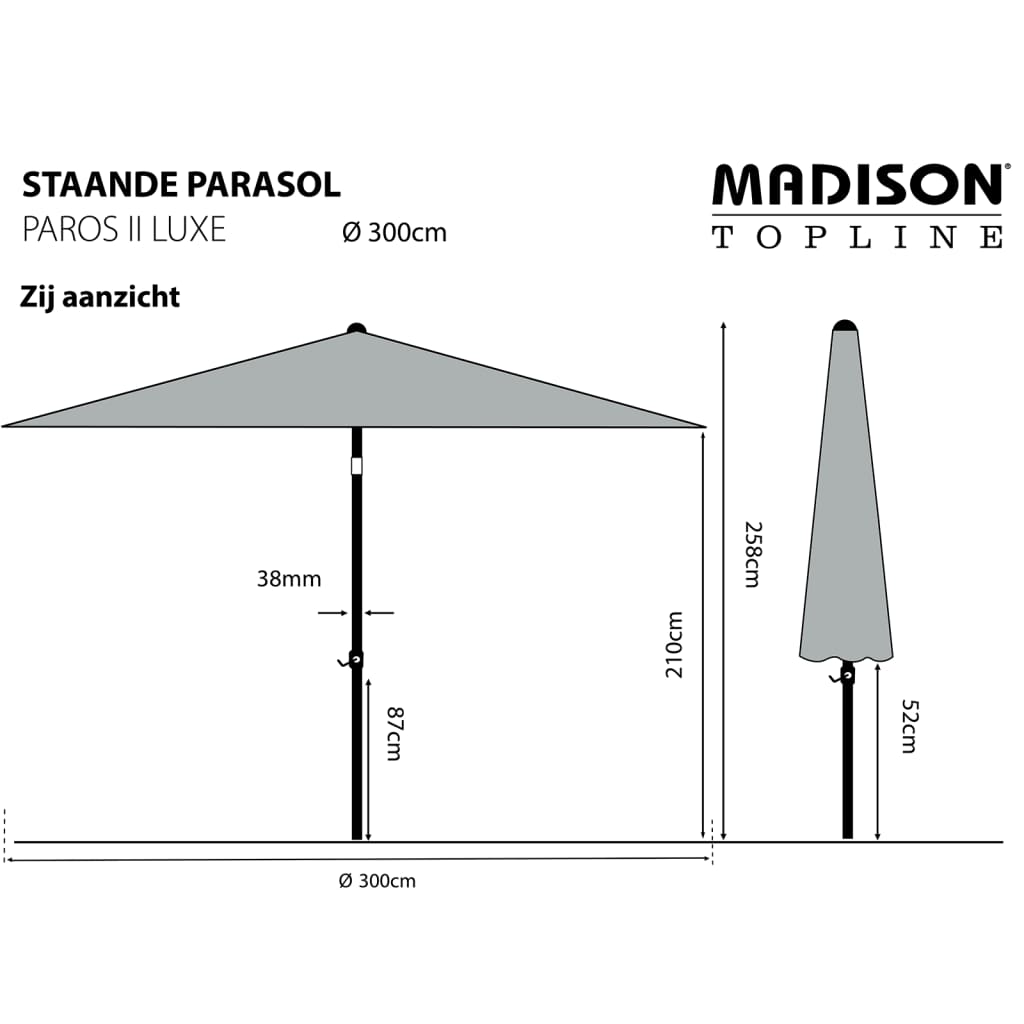 Madison Paros II Luxe ekrü napernyő 300 cm