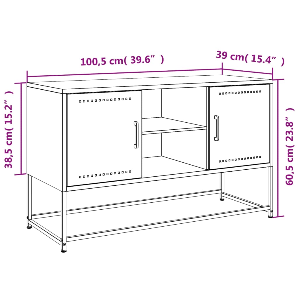 vidaXL rózsaszín acél TV-szekrény 100,5x39x60,5 cm