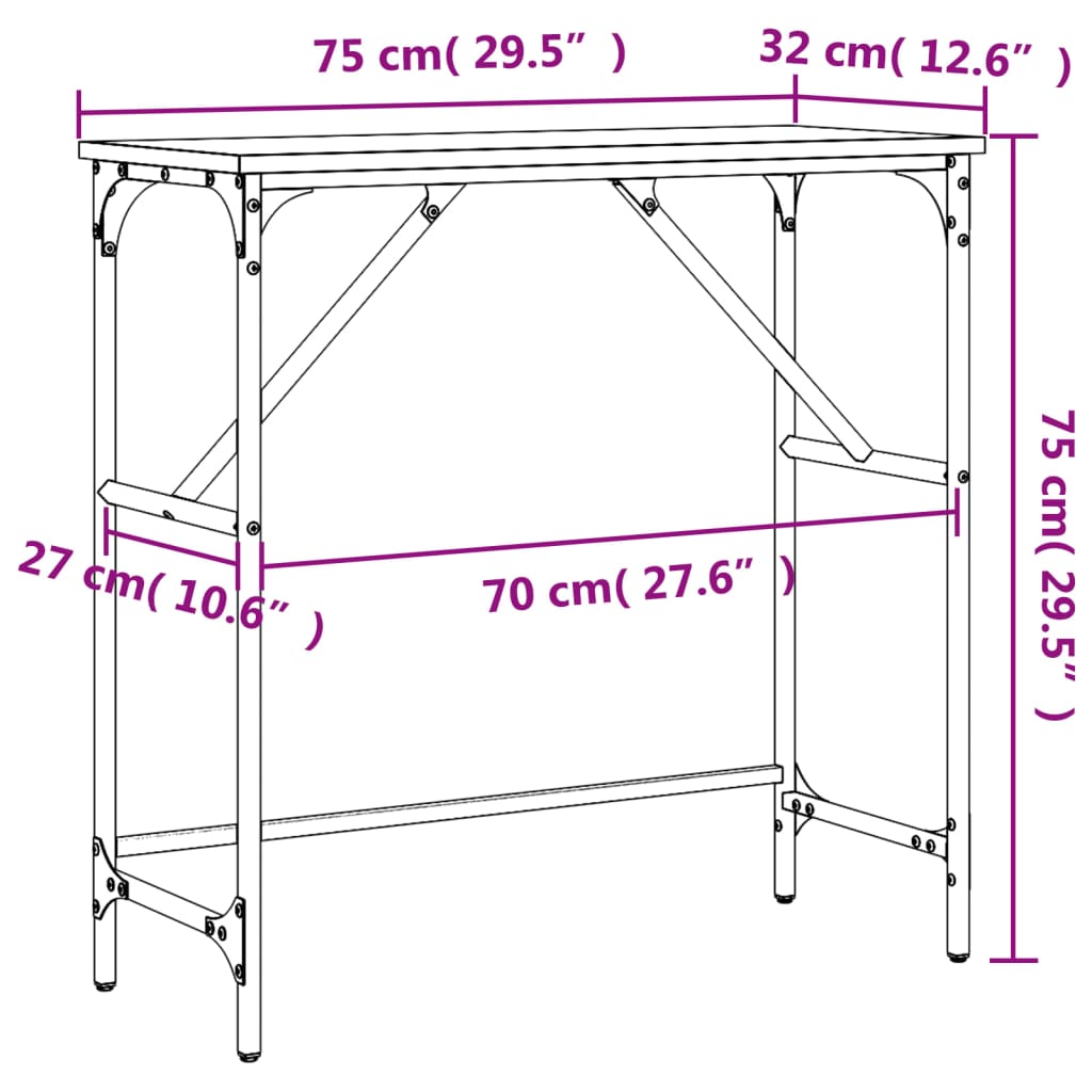 vidaXL sonoma tölgy színű szerelt fa dohányzóasztal 75x32x75 cm