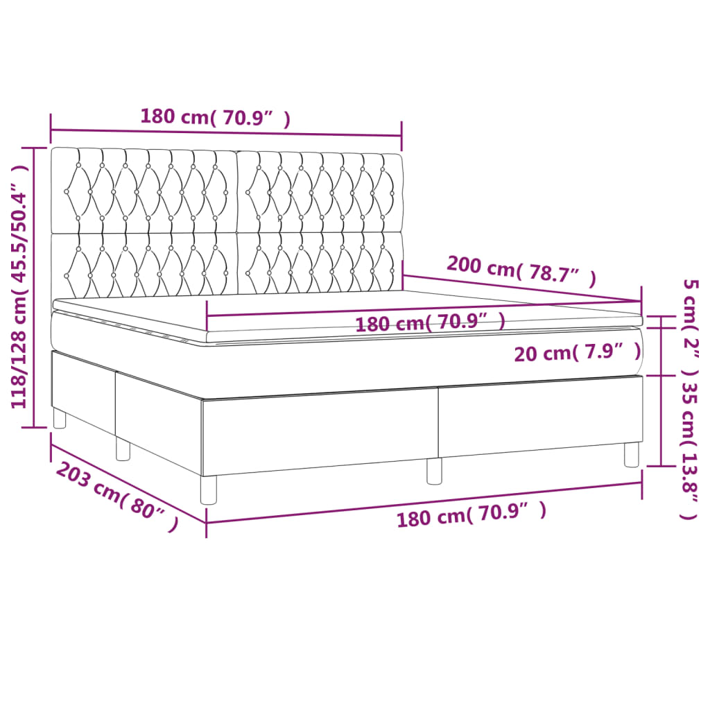 vidaXL sötétszürke bársony rugós ágy matraccal 180x200 cm