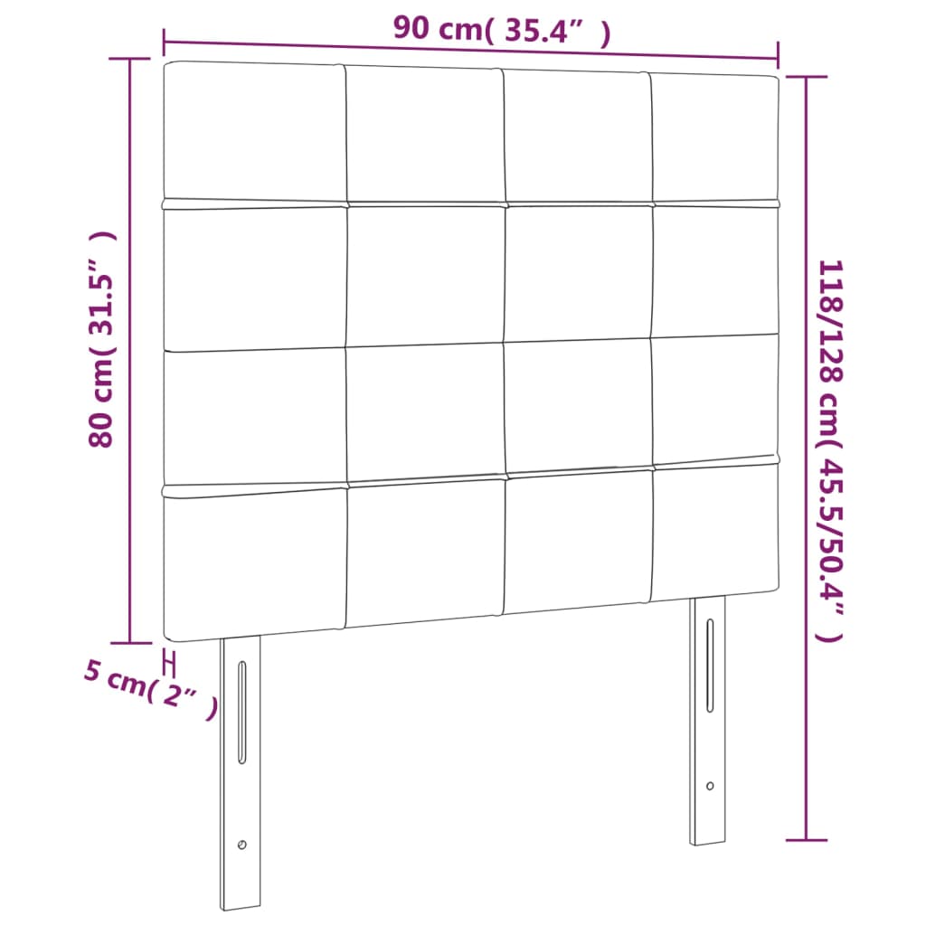 vidaXL világosszürke bársony LED-es fejtámla 90x5x118/128 cm