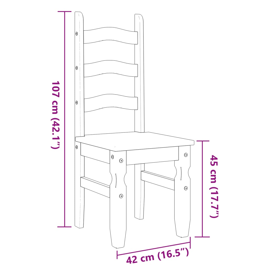 vidaXL Corona 2 db fehér tömör fenyőfa étkezőszék 42 x 47 x 107 cm