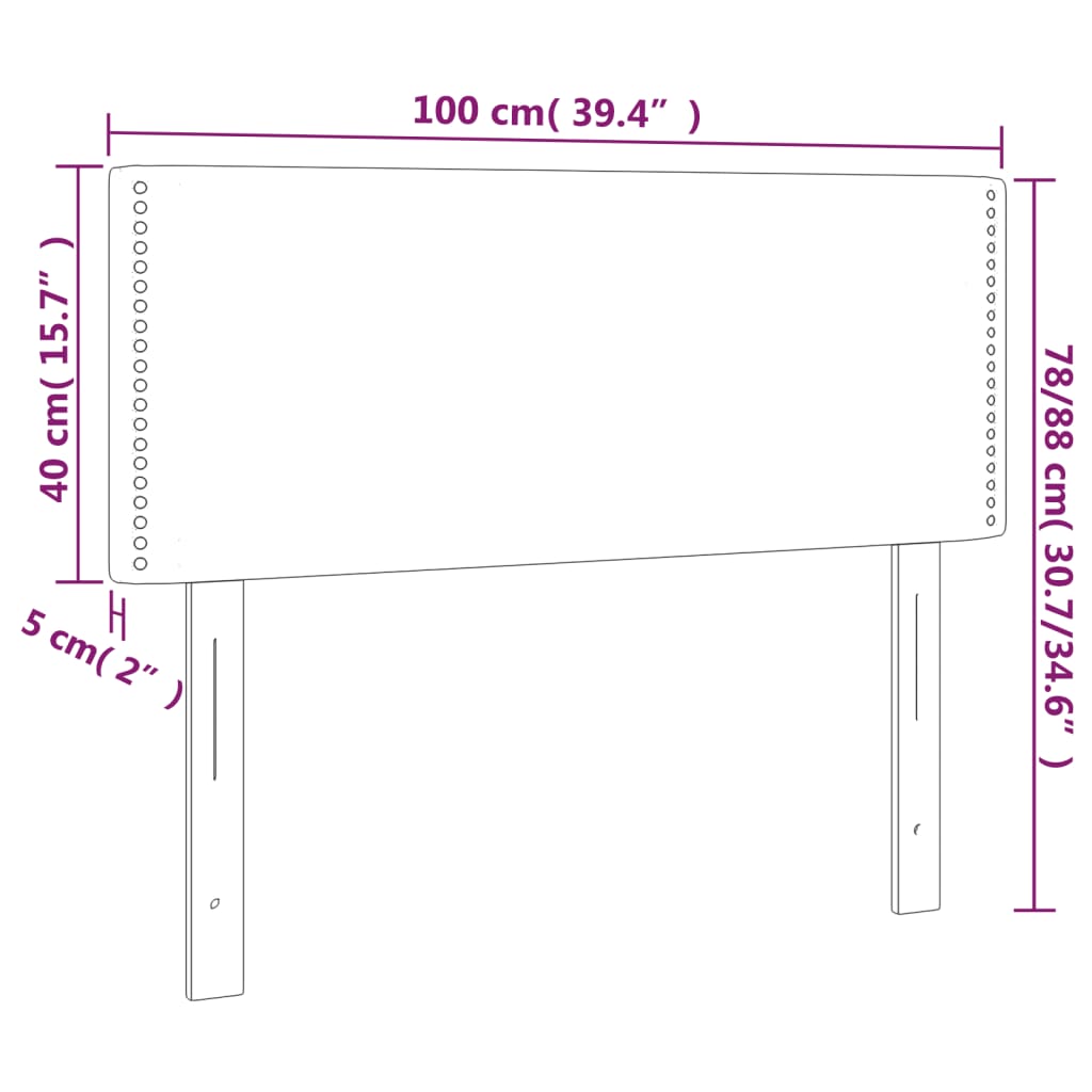 vidaXL sötétszürke bársony fejtámla 100 x 5 x 78/88 cm