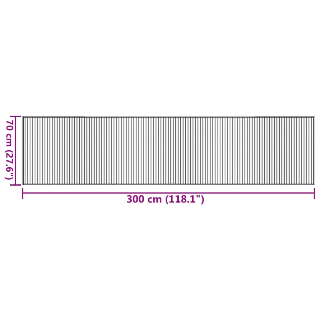 vidaXL négyszögletű fekete bambusz szőnyeg 70 x 300 cm