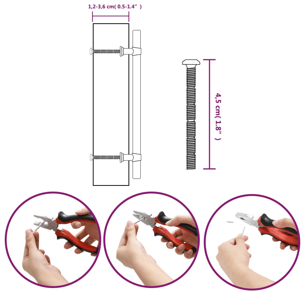 vidaXL 20 db fekete rozsdamentes acél szekrényfogantyú 160 mm