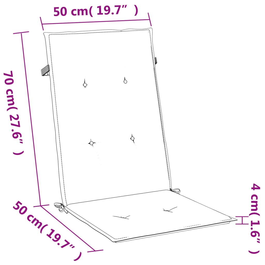 vidaXL 2 db sötétszürke szövet magas háttámlájú székpárna 120x50x4 cm