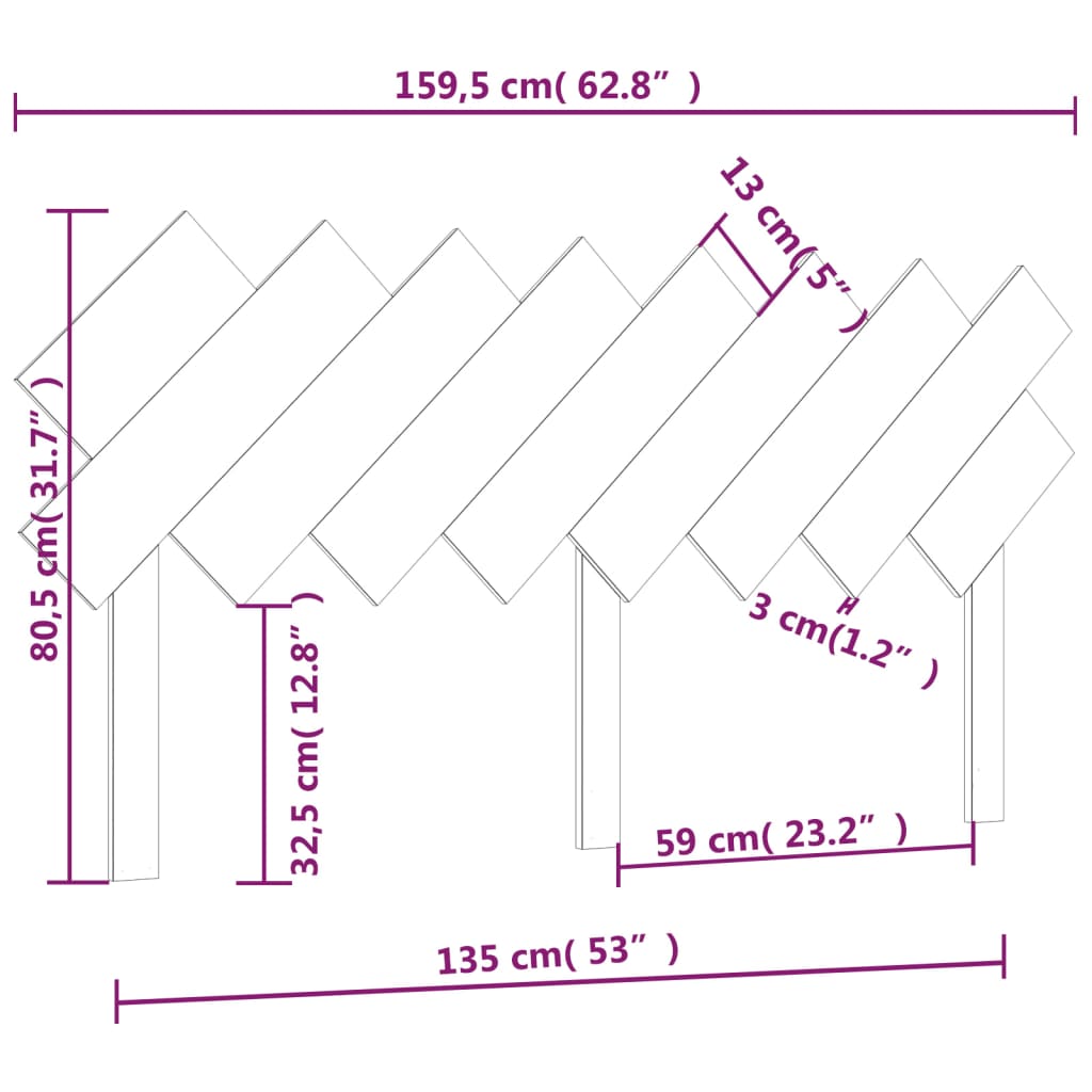 vidaXL fehér tömör fenyőfa ágyfejtámla 159,5x3x80,5 cm