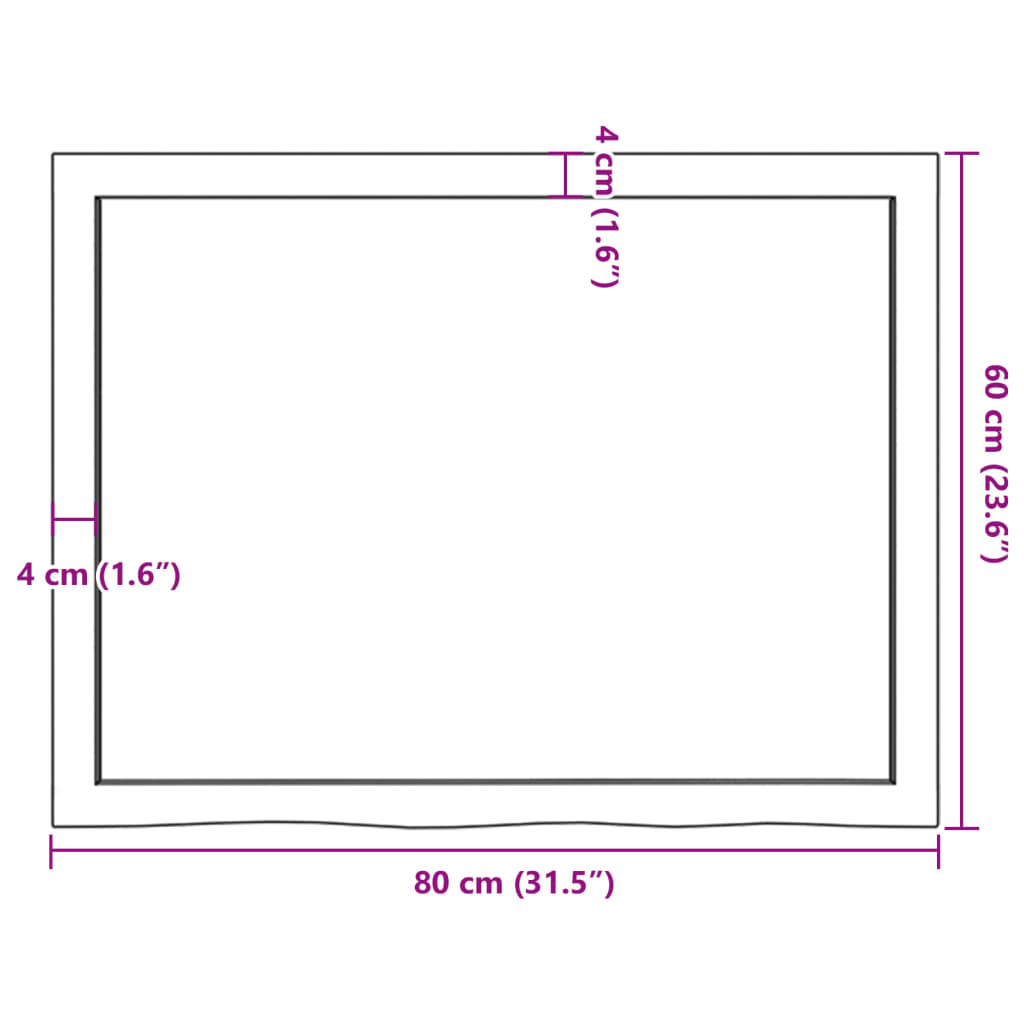 vidaXL sötétbarna kezelt tömör tölgyfa asztallap 80x60x(2-4) cm