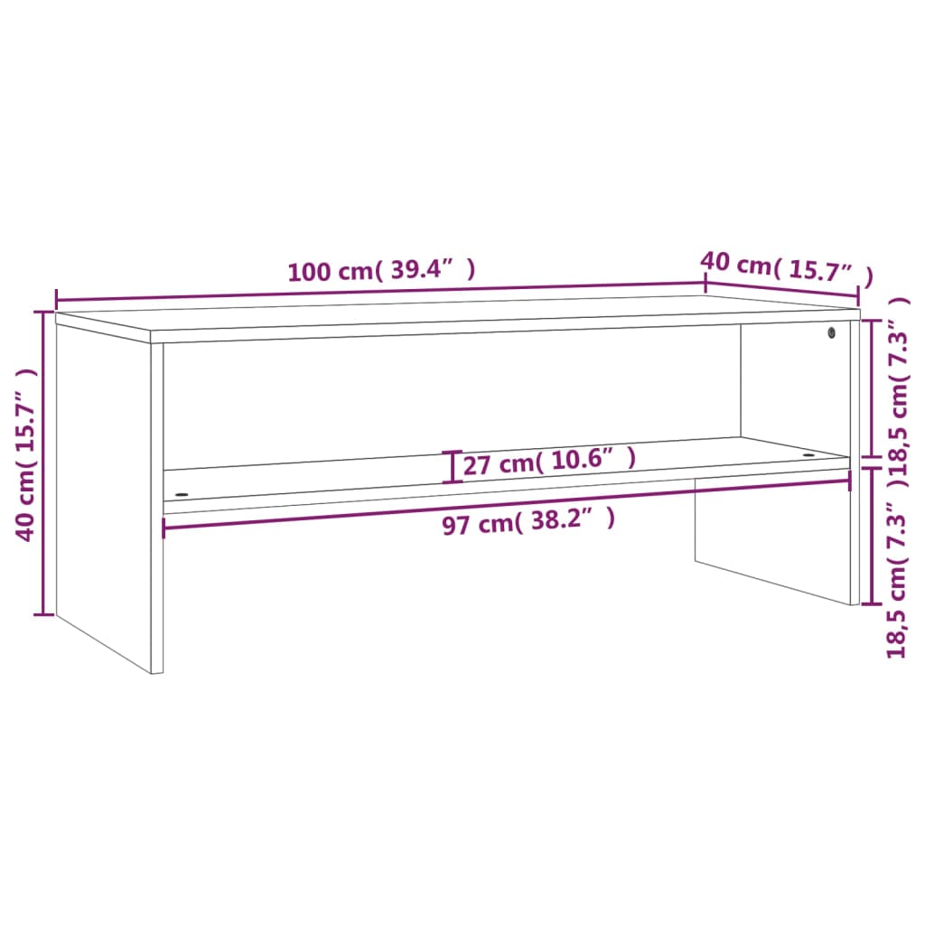 vidaXL füstös tölgy színű szerelt fa TV-szekrény 100 x 40 x 40 cm