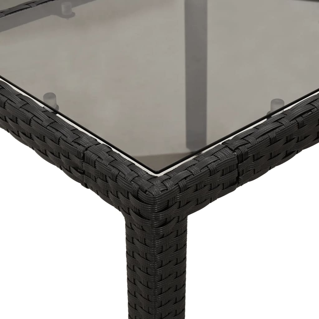 vidaXL fekete polyrattan üveglapos kerti asztal 190 x 90 x 75 cm