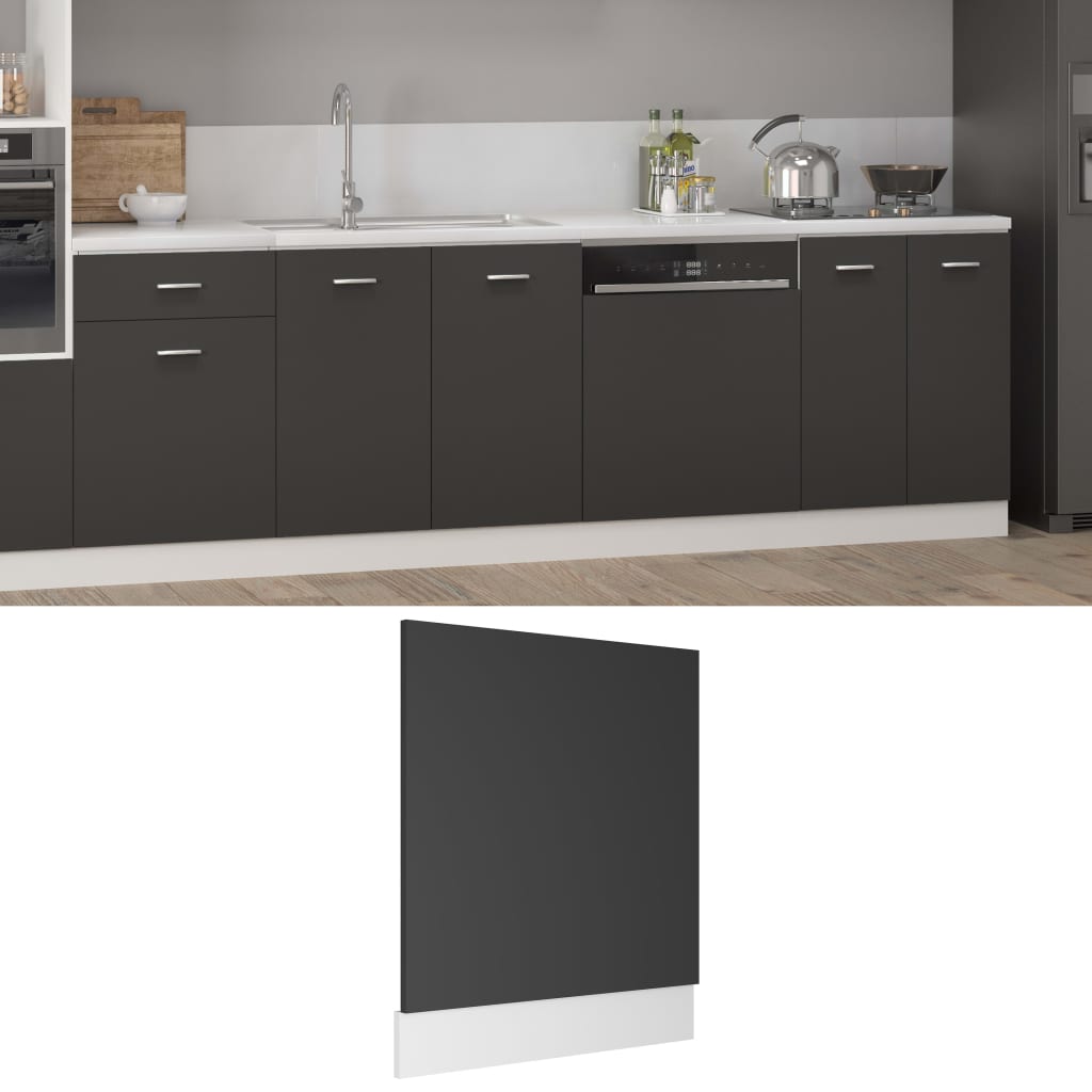 vidaXL szürke szerelt fa mosogatógép-panel 59,5 x 3 x 67 cm