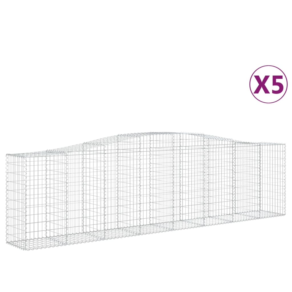 vidaXL 5 db íves horganyzott vas gabion kosár 400x50x100/120 cm