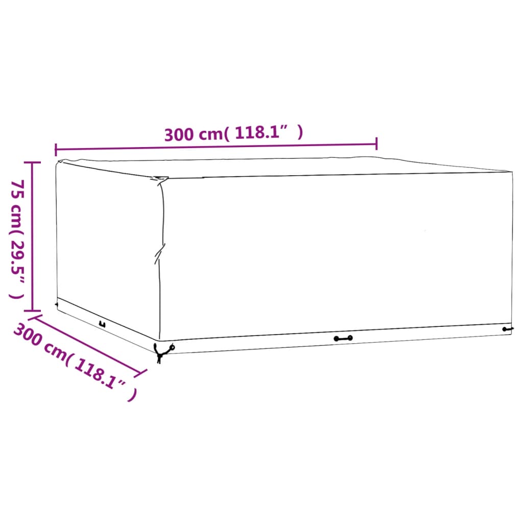 vidaXL négyzet alakú kerti bútorhuzat 16 fűzőlyukkal 300x300x75 cm