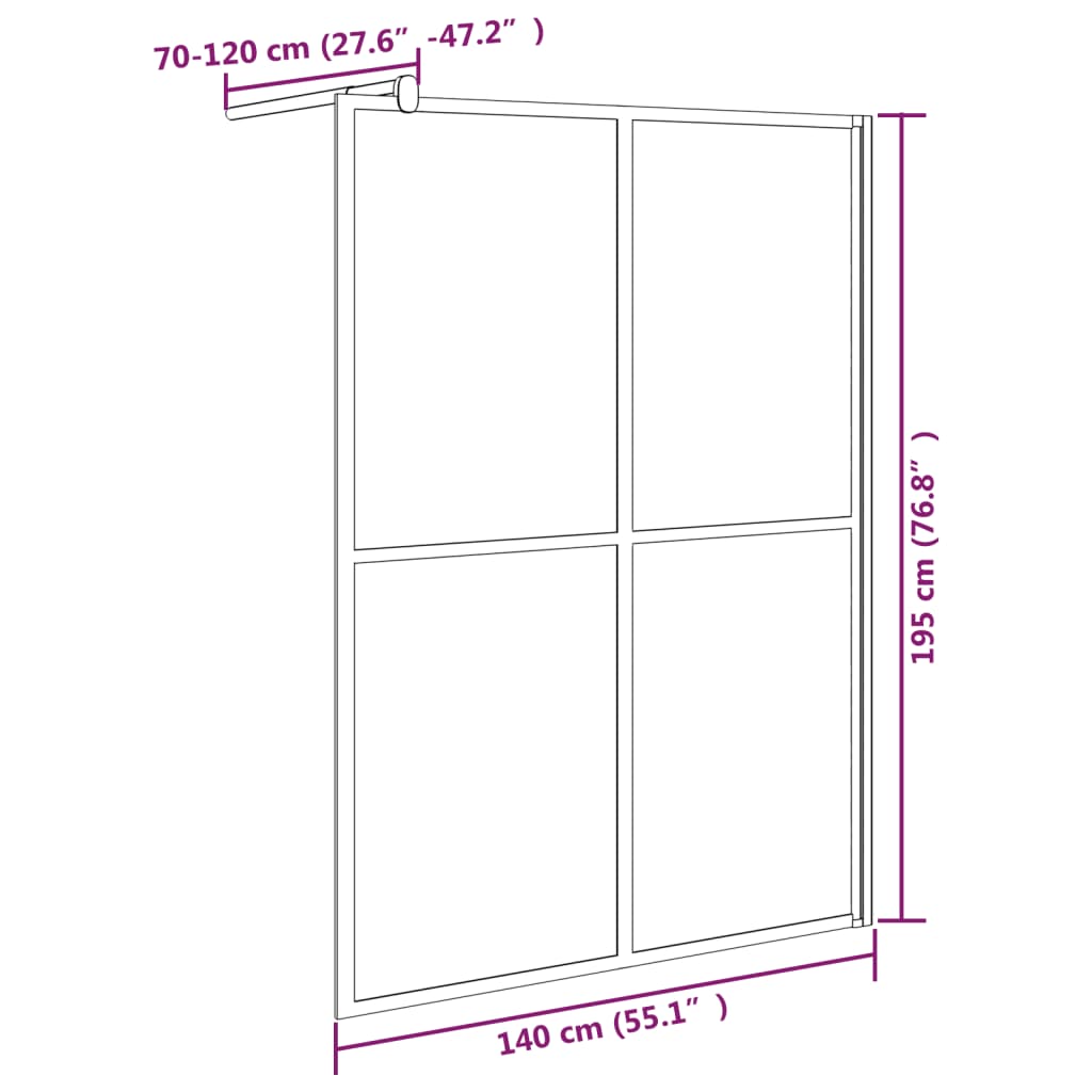 vidaXL sötét edzett üveg zuhanyfal küszöb nélküli zuhanyhoz 140x195 cm