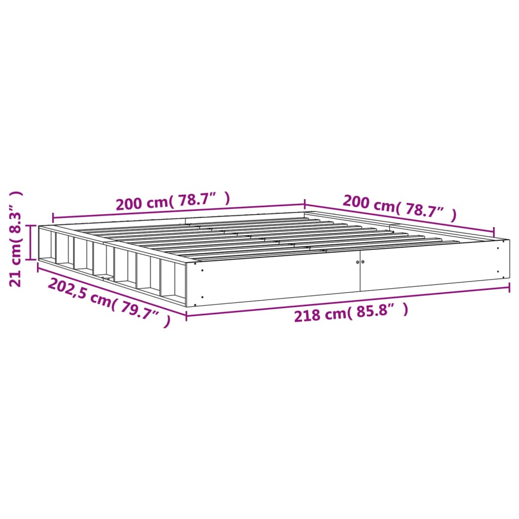 vidaXL viaszbarna tömör fenyőfa ágy matrac nélkül 200 x 200 cm