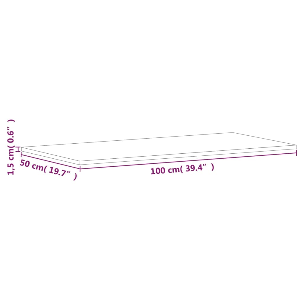 vidaXL tömör bükkfa téglalap alakú asztallap 100x50x1,5 cm