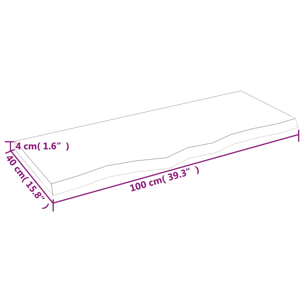 vidaXL világosbarna kezelt tömör tölgyfa asztallap 100x40x(2-4) cm