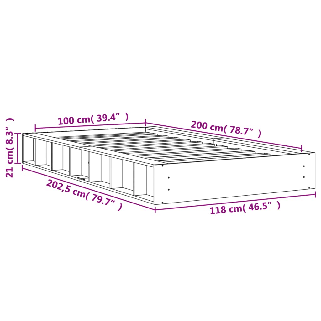 vidaXL viaszbarna tömör fenyőfa ágy matrac nélkül 100 x 200 cm