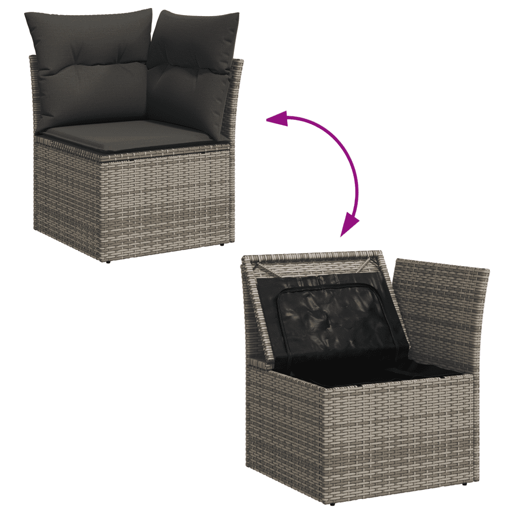 vidaXL 13 részes szürke polyrattan kerti ülőgarnitúra párnákkal