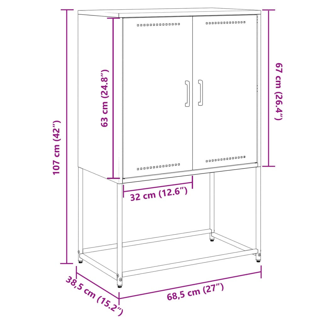 vidaXL antracitszürke acél TV-szekrény 68 x 39 x 60,5 cm