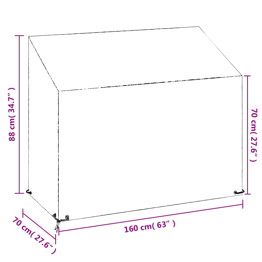 vidaXL polietilén kerti pad huzat 8 fűzőlyukkal 160x70x70/88 cm