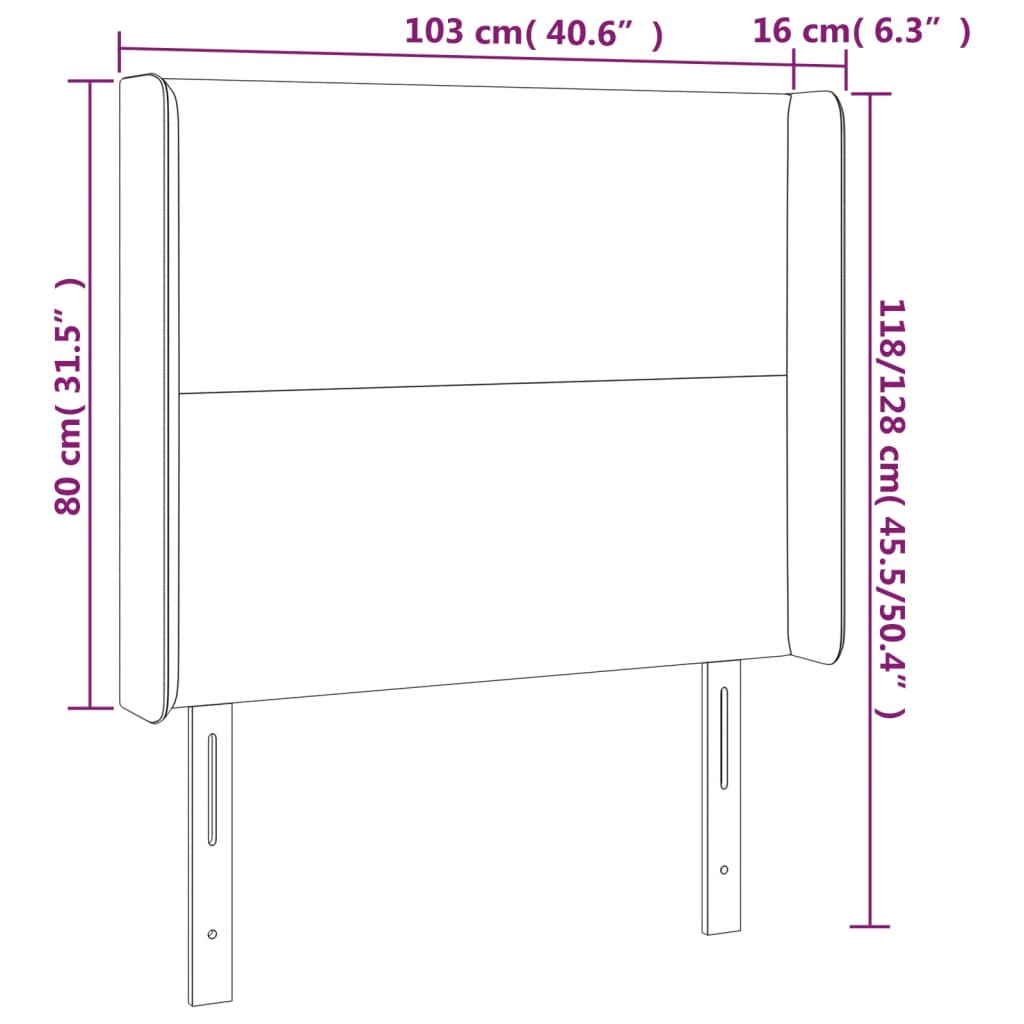 vidaXL cappuccino műbőr LED-es fejtámla 103x16x118/128 cm