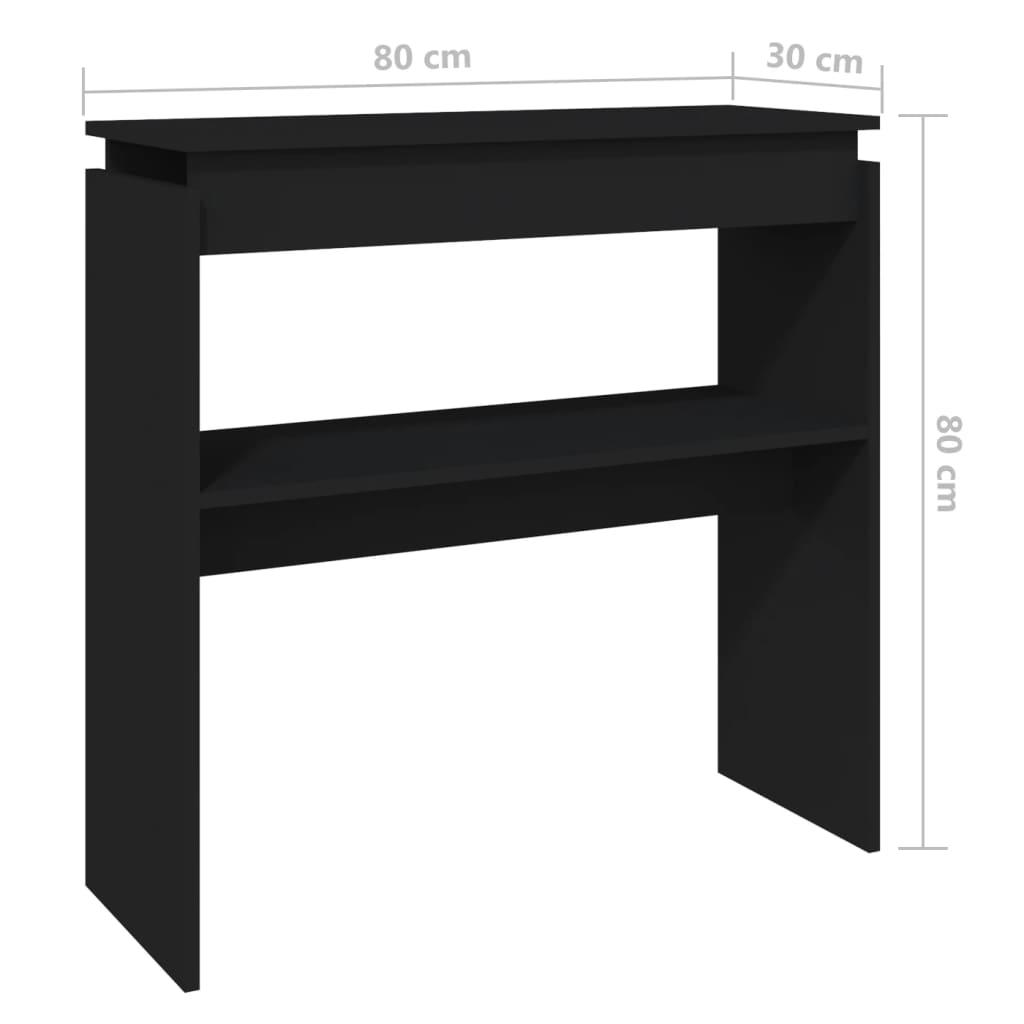 vidaXL fekete szerelt fa tálalóasztal 80 x 30 x 80 cm